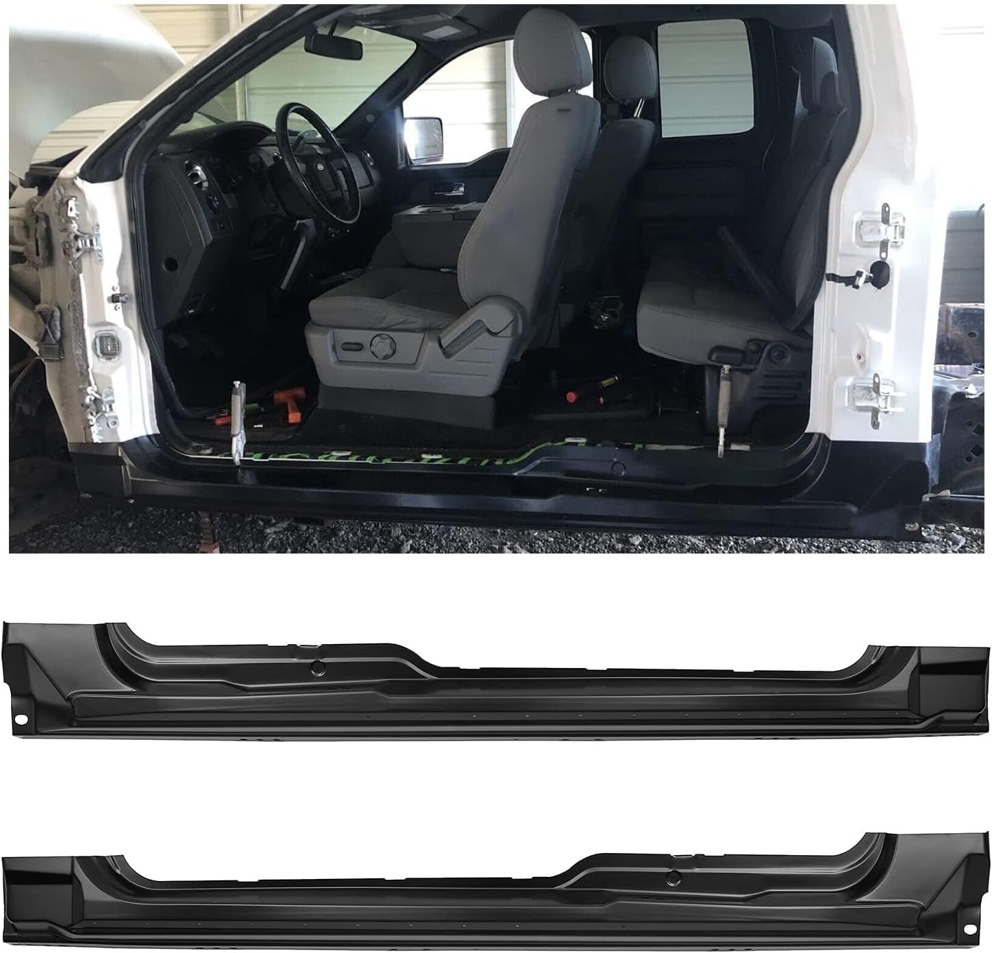 09-14 Ford F150 Super Cab Rocker Panel Extended Cab 85.5″ Guard Plates Pair