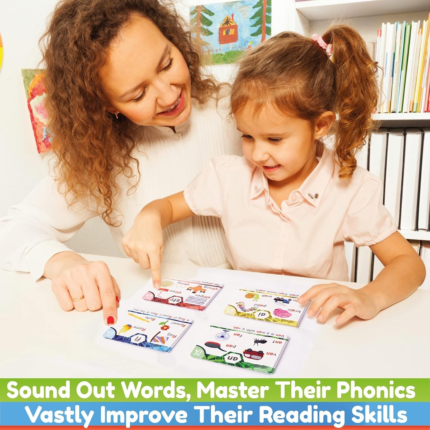 Interactive Phonics Flash Cards – 62 Cards and Sorting Rings for Early Readers