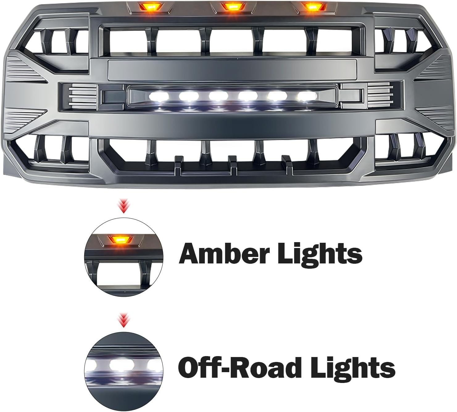 Front Grill Replacement for F150 2015 2016 2017, Matte Black Front Bumper Grille