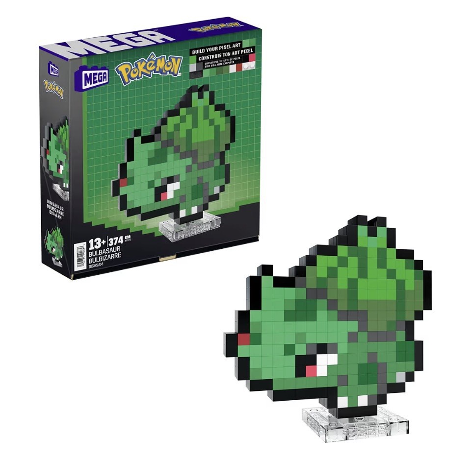 Pokemon Bulbasaur Mega Blocks Pixel Art Building Kit & Display Toy NEW