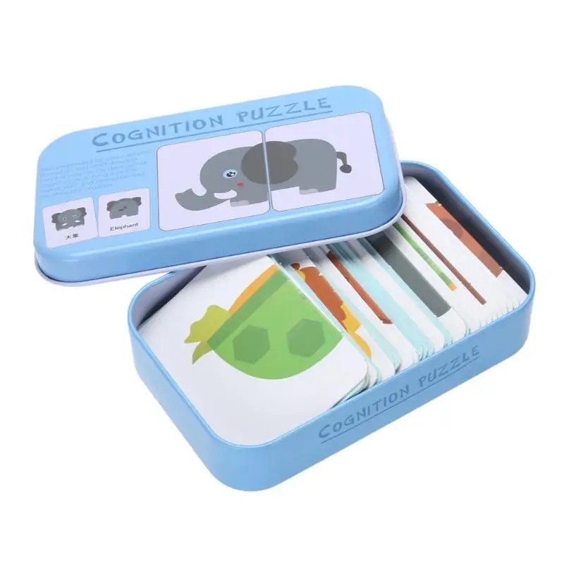 Kids Matching Puzzle Cards Cognitive Learning Toy Animals Fruits Vehicles
