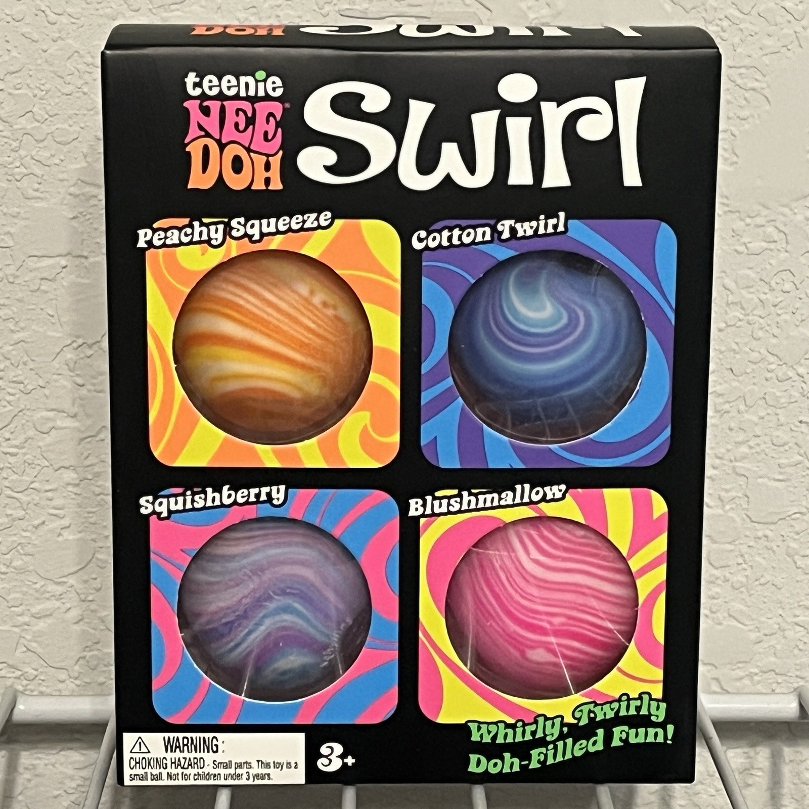 NeeDoh Teenie Swirl 4-pack, Nee Doh Mini Squishy Stress Balls, Set Of Four