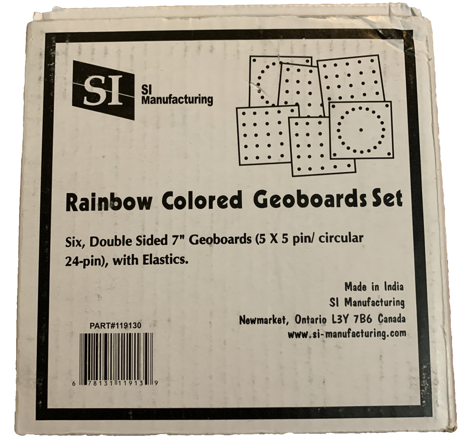 6 Rainbow Colored Geoboards Set Double Sided 7″ Geoboards-5x5pin/Circular 24-pin