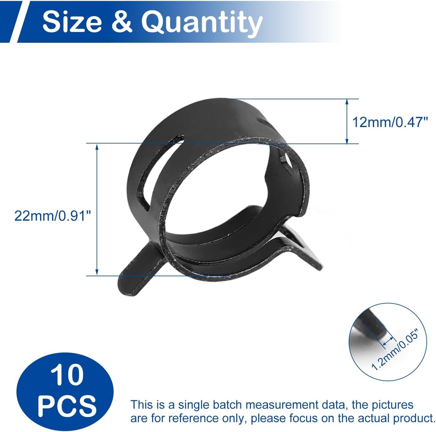 10Pcs 0.91″23mm ID Spring Band Hose Clamps, Black Hose Clamp Fit for 1″ OD Fu…