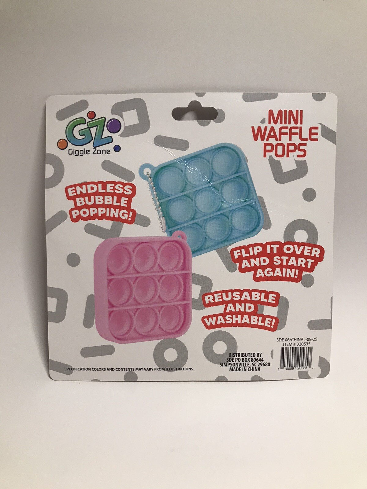 Giggle Zone Mini Waffle Pops Keychain Popit Fidget Stress Reliever Bubble Pop