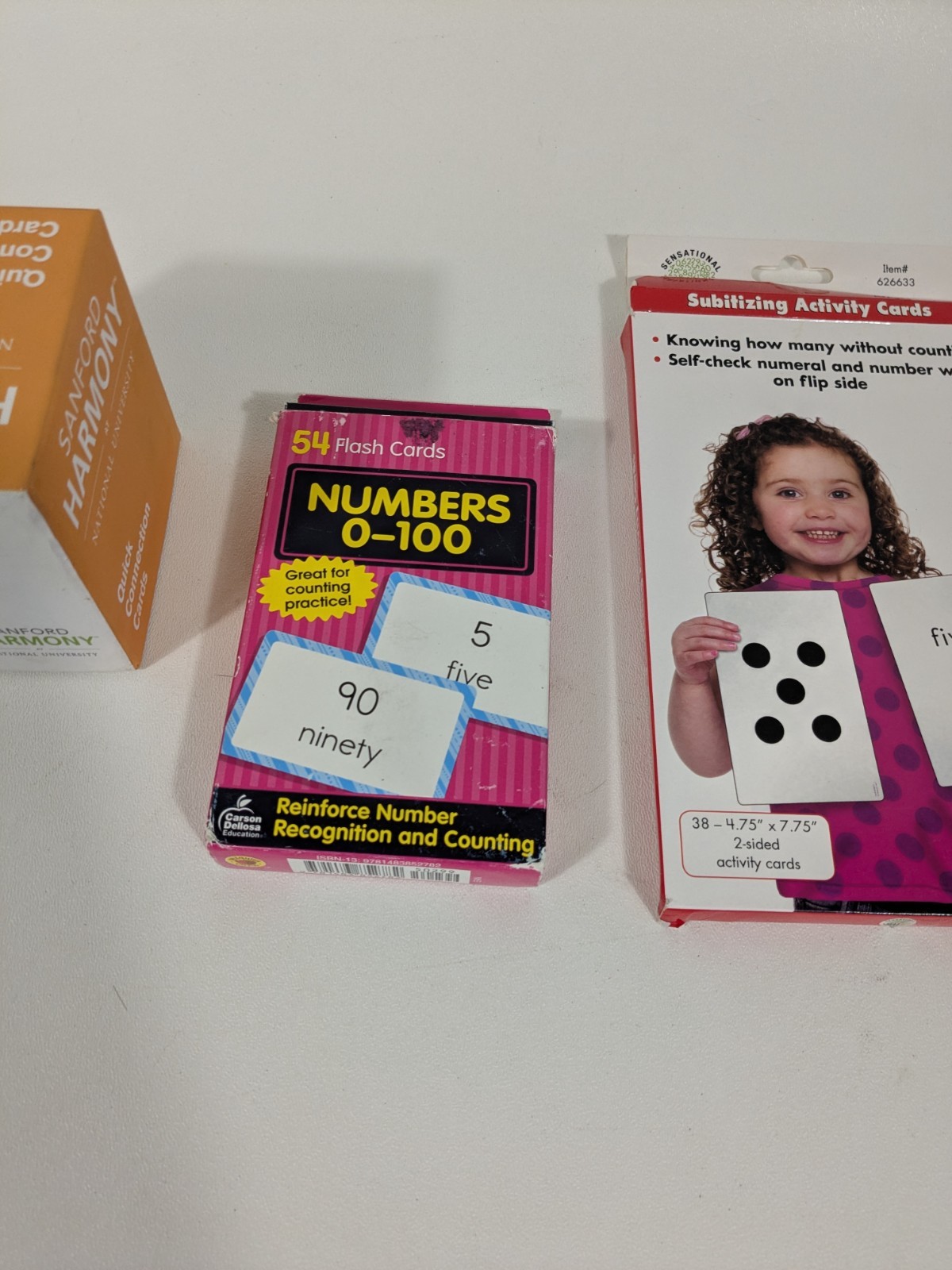 Lot of 3 Educational Flash Cards Quick Connection Sanford Counting Numbers
