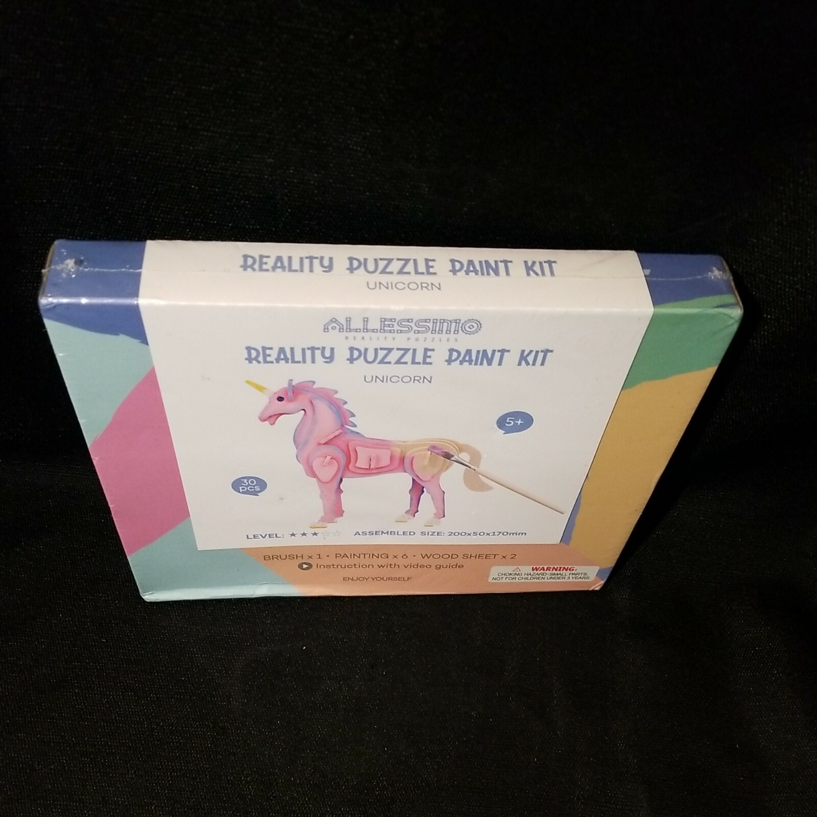 NIB Allessimo Reality Puzzle Paint Kit Level 3 ~ Unicorn ~ 3d puzzle craft