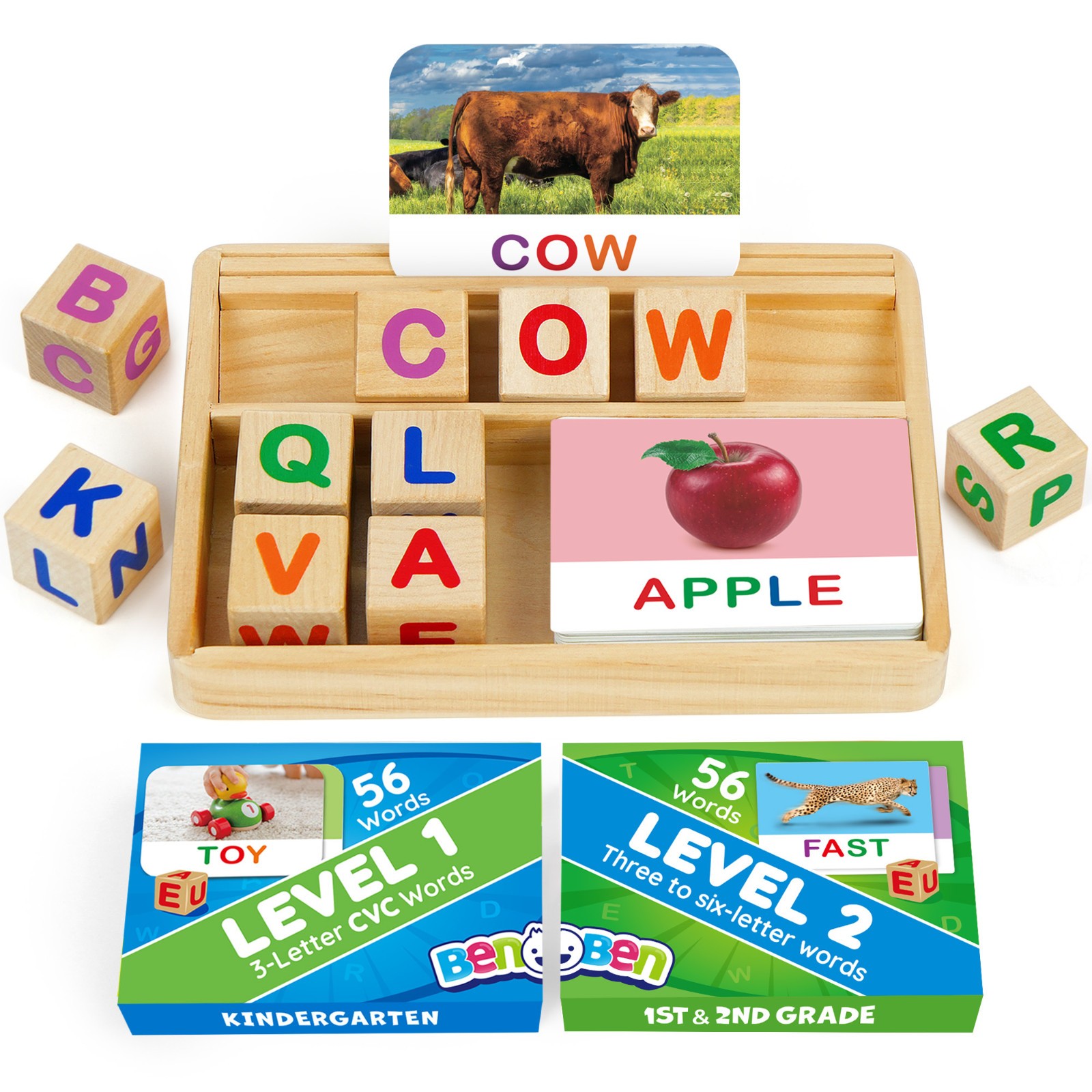 Flash Card CVC Word Builder Alphabet Learning Toy Matching Letters Spelling Game