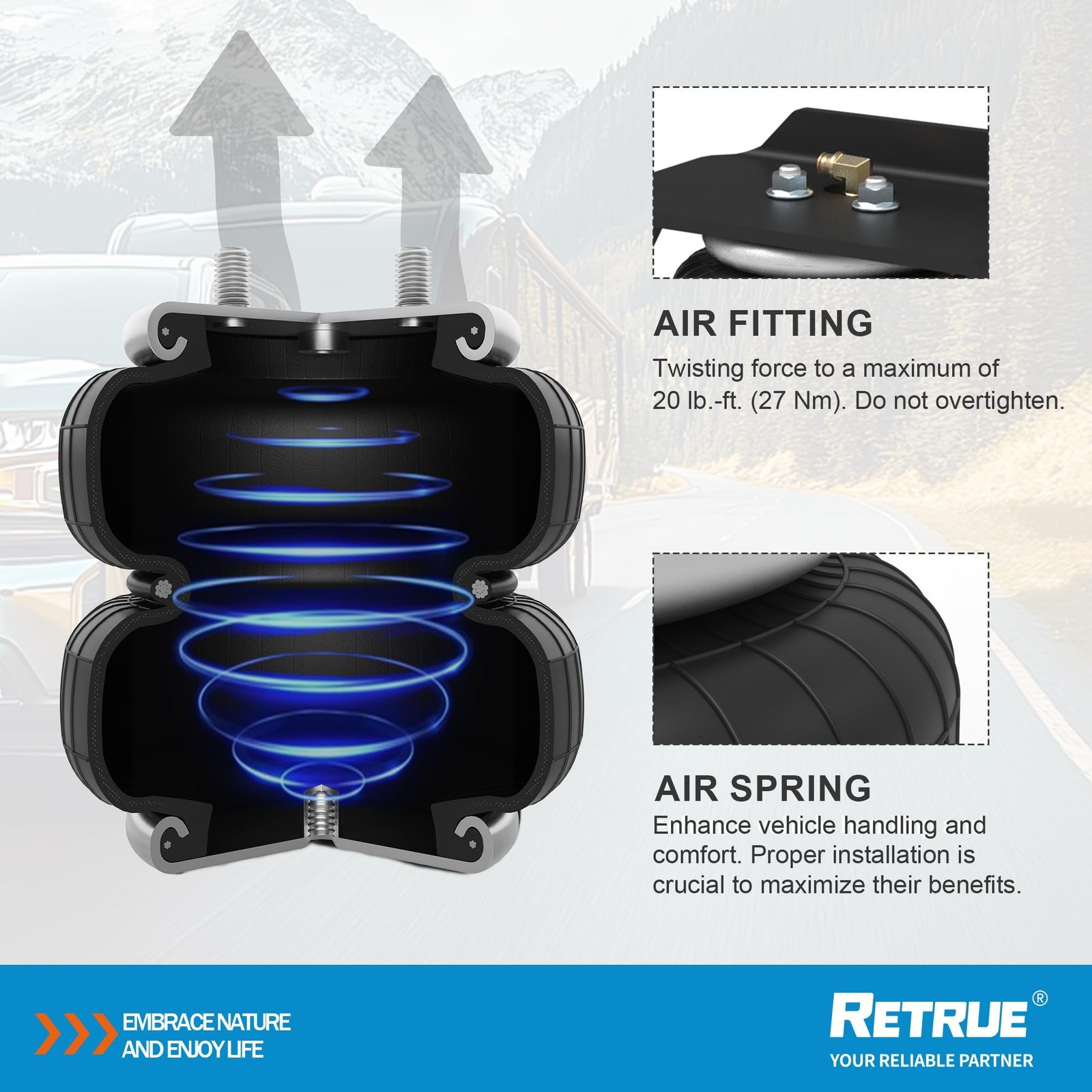 RETRUE Rear Air Bags Suspension Kit for 2009-2014 Ford F150 Truck Towing, 500…