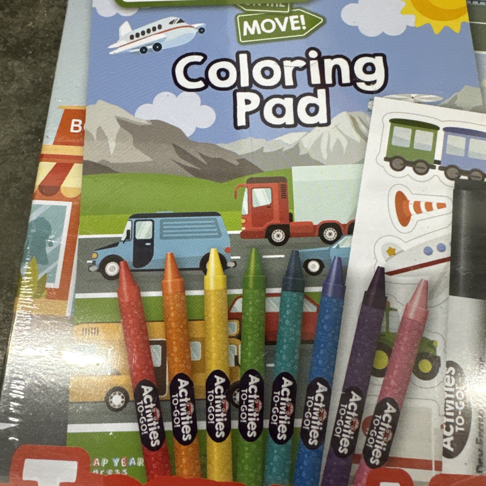 Activities-to-Go Travel Tin ON THE MOVE Coloring Pad and more NEW & SEALED