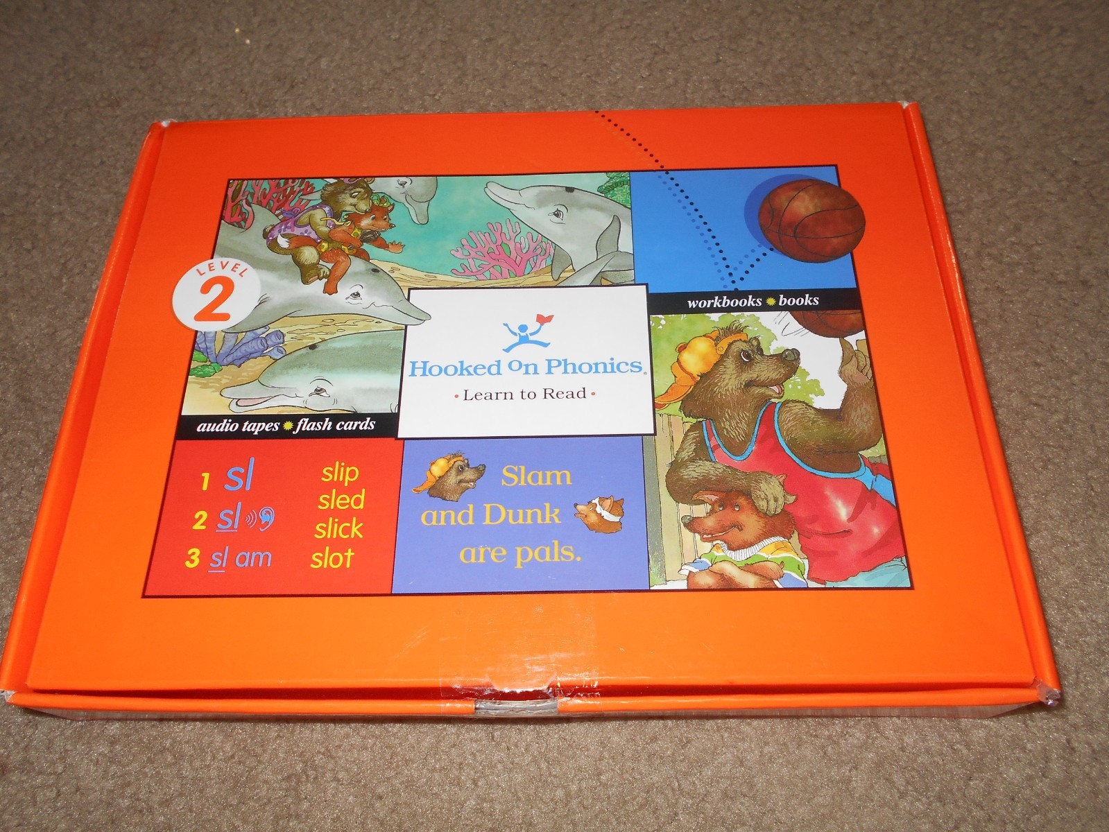 Hooked on Phonics Learn to Read Level 2 audio cassette tapes, flash cards, books