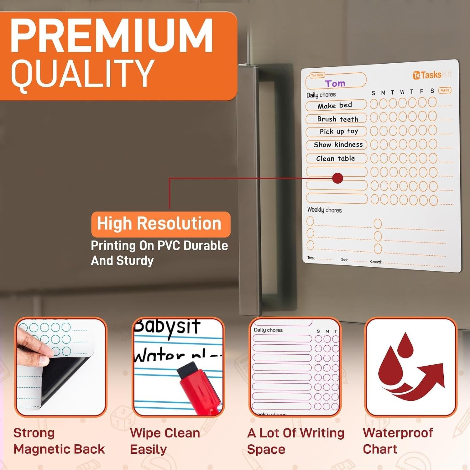 Magnetic Chore Chart for Refrigerator 10 x 10 Pack of 3 Fridge Boards, 8 colors