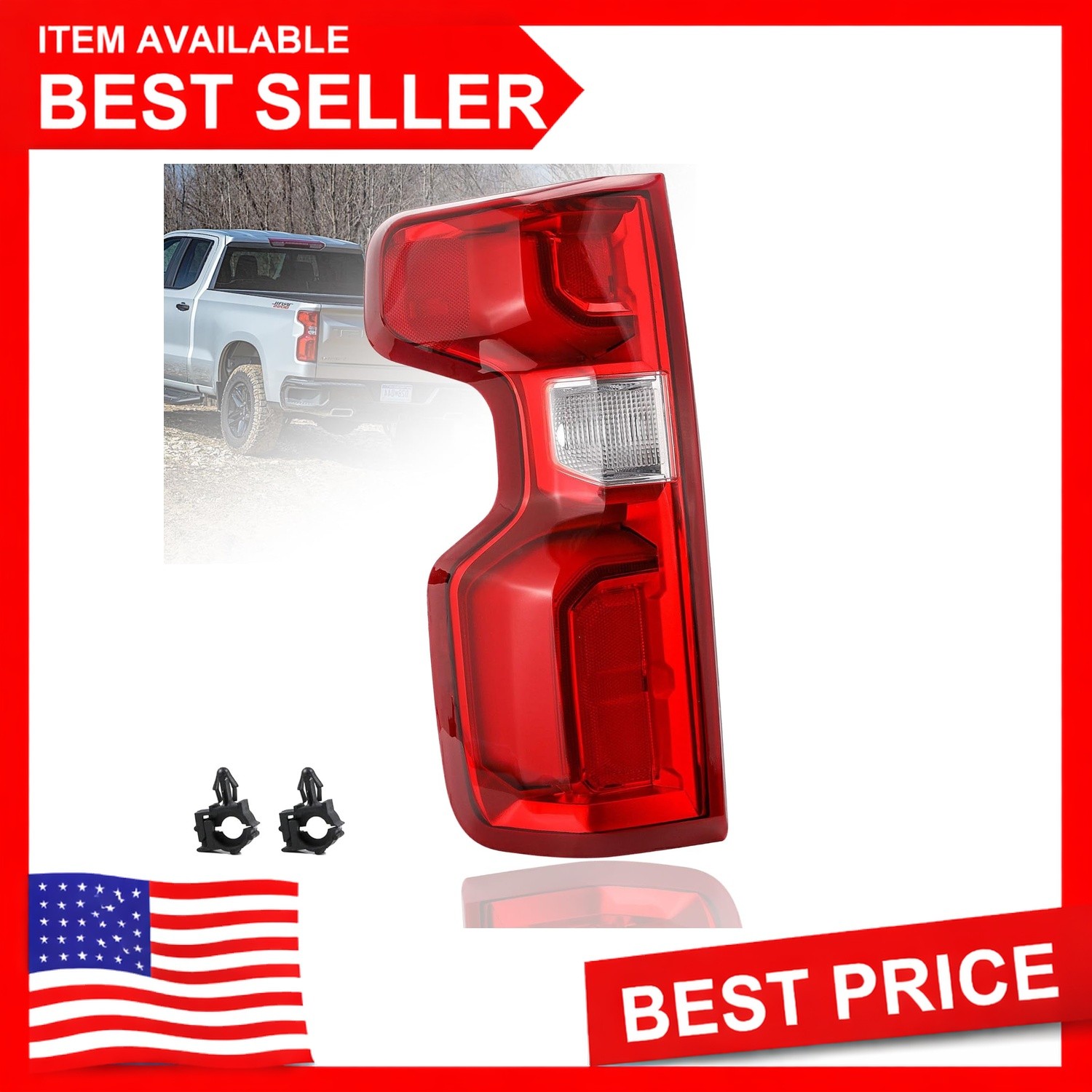 Left LED Tail Lamp for Chevy Silverado 2019-2023