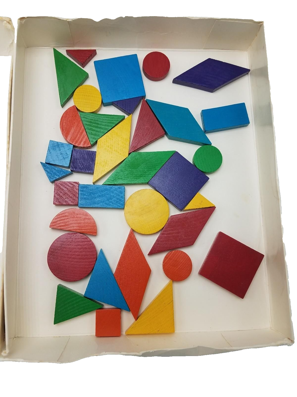 Vtg 80’s Design Discovery Toys Educational Wood Tangrams w Book COMPLETE! JK1