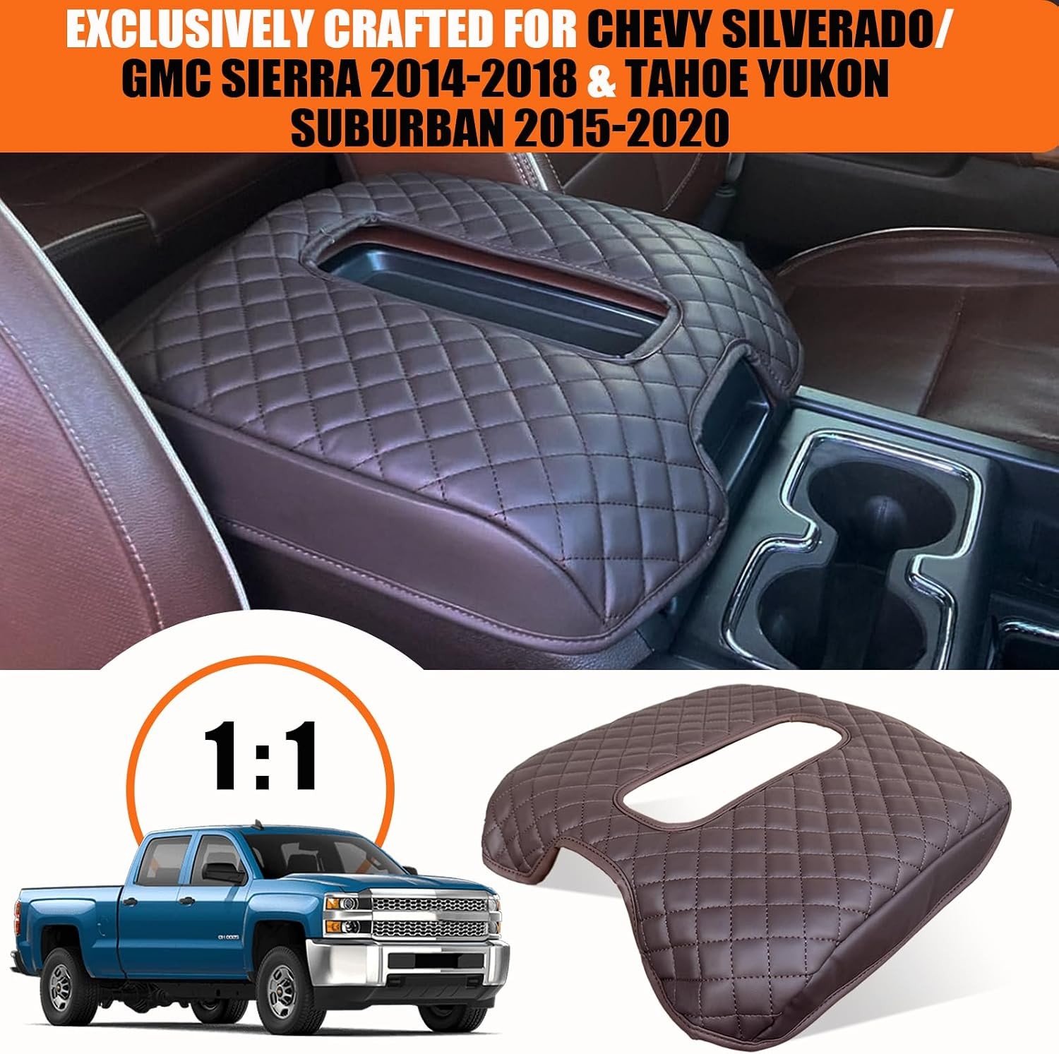Armrest Cover for Chevy Silverado & GMC Sierra 1500 2500 3500 2014-2018 & Tahoe