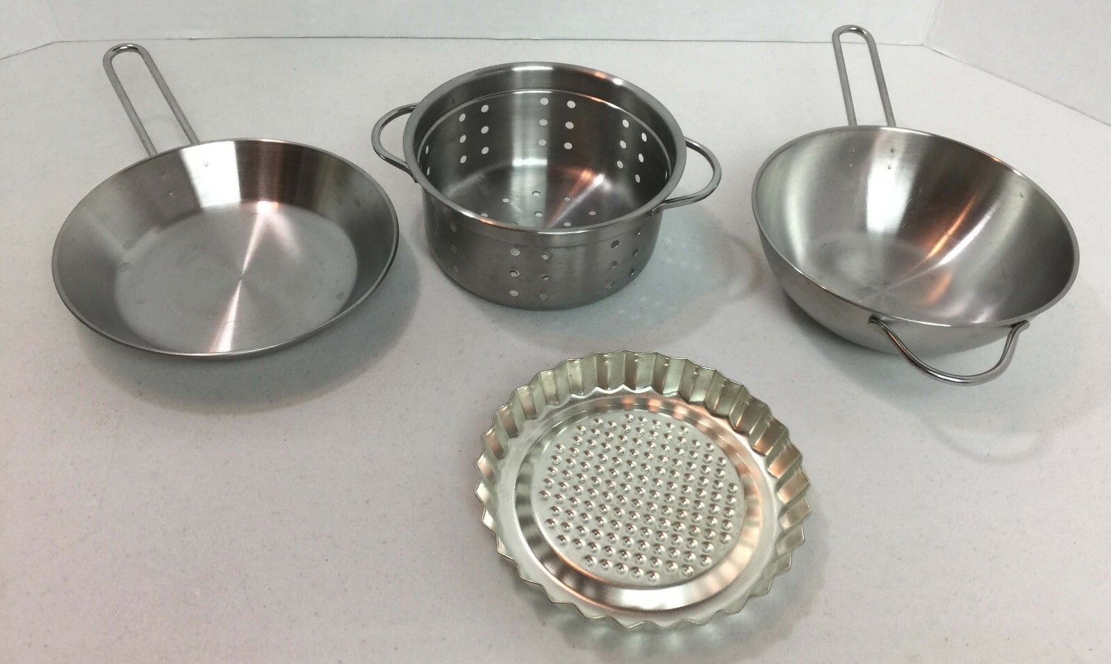Child Pretend Play Toy Stainless Steel Pans Cookware Cooking #20F