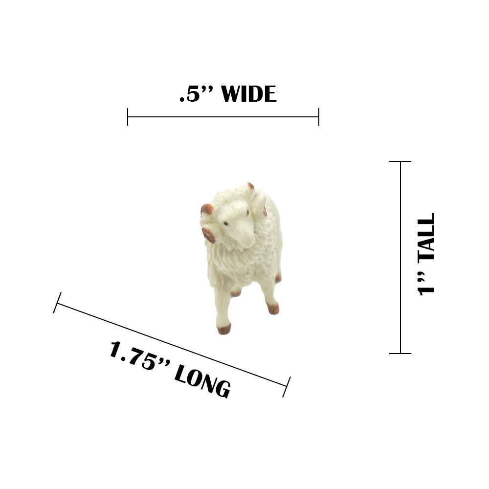 Sheep, Ram Domestic, White, Plastic Animal, Toy, Kids, Realistic Gift 1.75 F4152