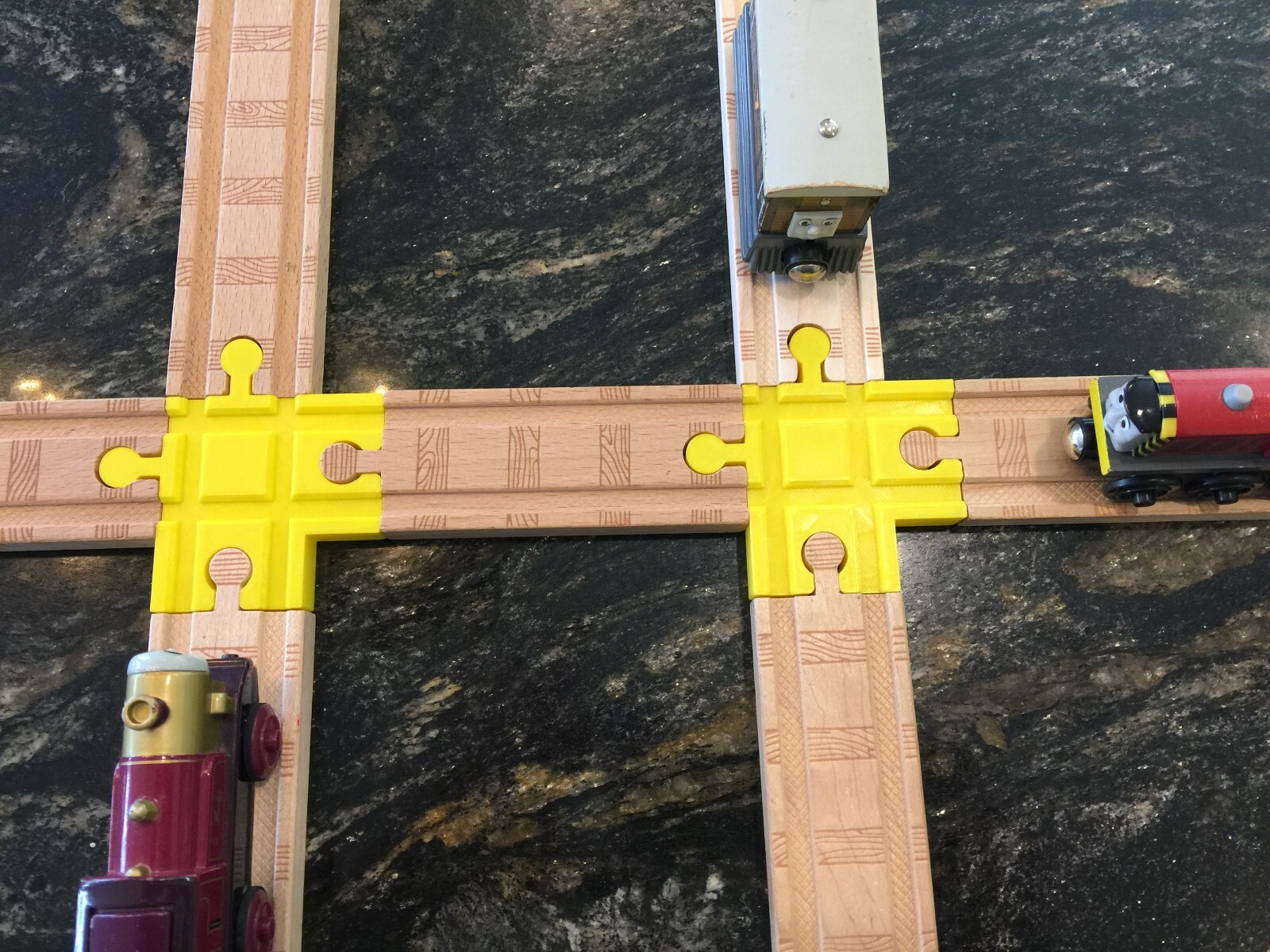 (2) 4 Way Wood Train Track Adapter Thomas the Tank Brio IKEA – PICK YOUR COLOR!
