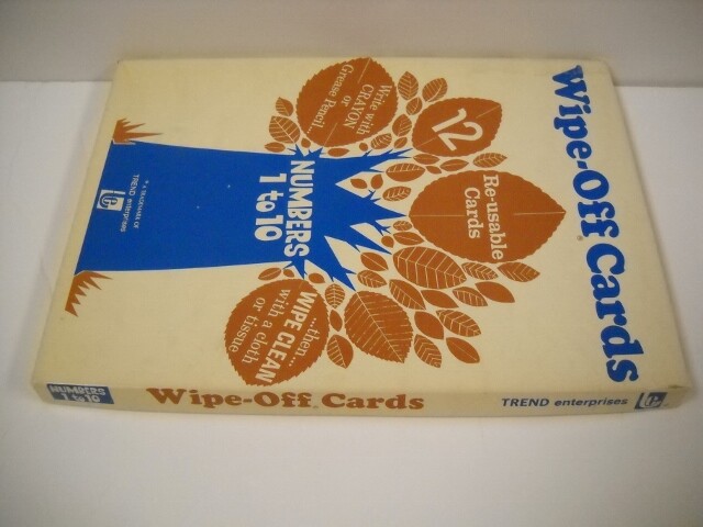 Vintage Wipe-Off Cards Numbers 1-10 Set Of 12 Plastic Coated Trend 1972 Rare!