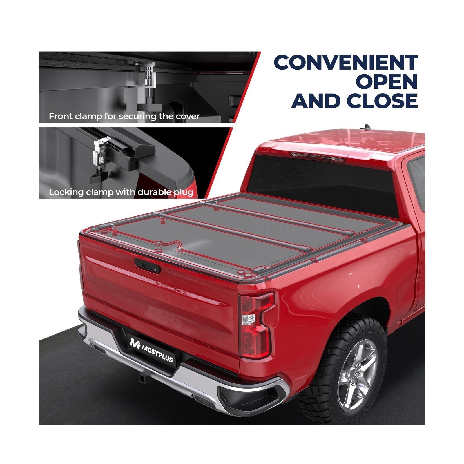 Roll-Up Tonneau Cover – Fit For Silverado/Sierra 2014-2018, 6.5/6.6 Ft Bed