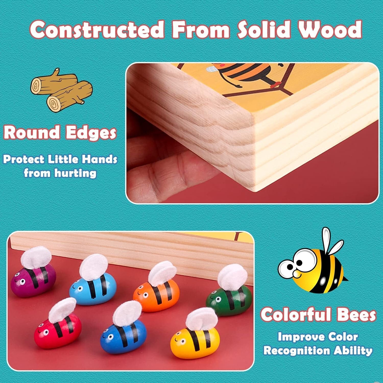 Clamp Fun Picking Catching Toy Hive Board Games Montessori Board Game WoodBeeToy