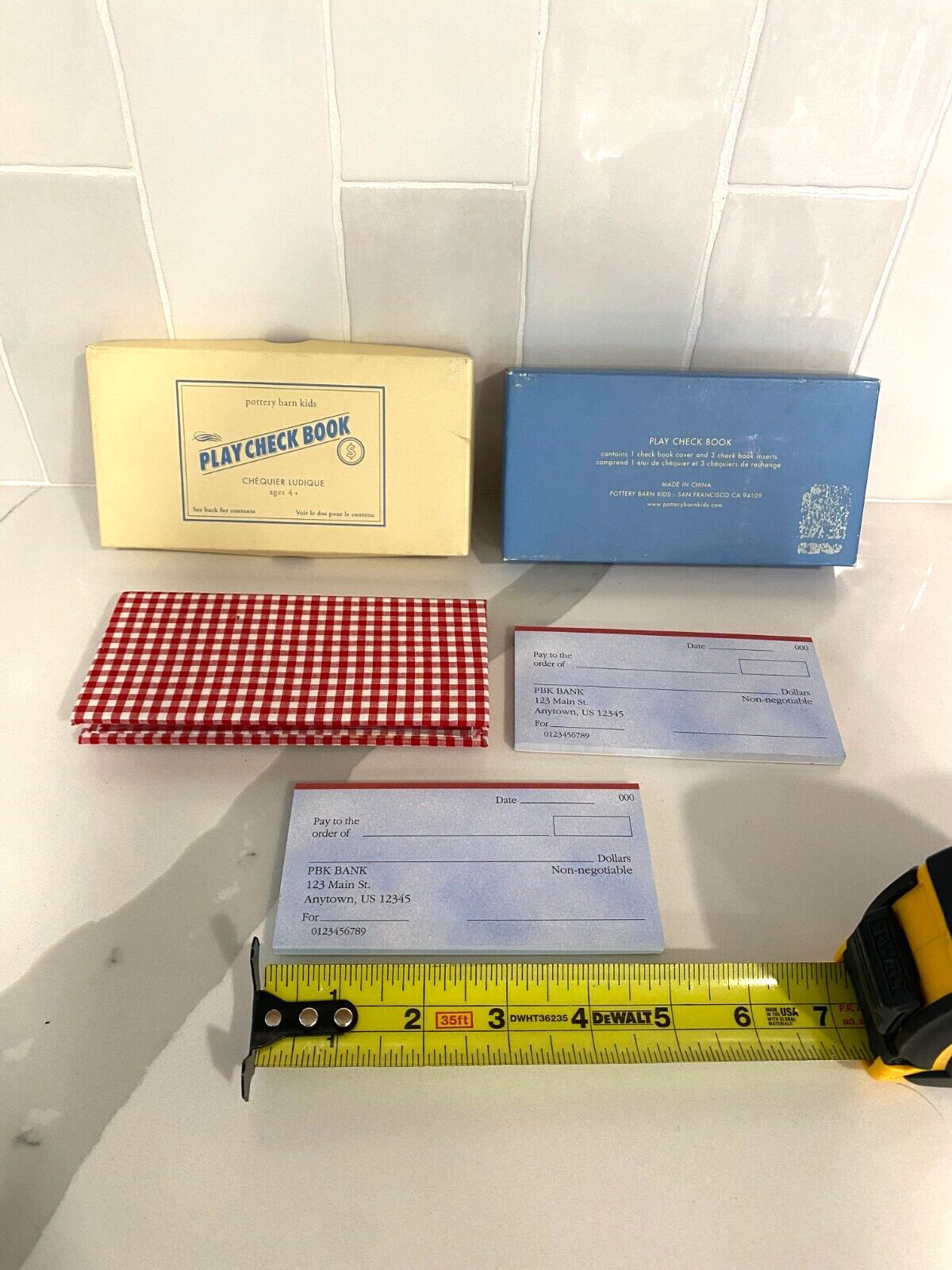 Pottery Barn Kids Play Check Book Bank Banking Budget Toy Gift Home Schooling