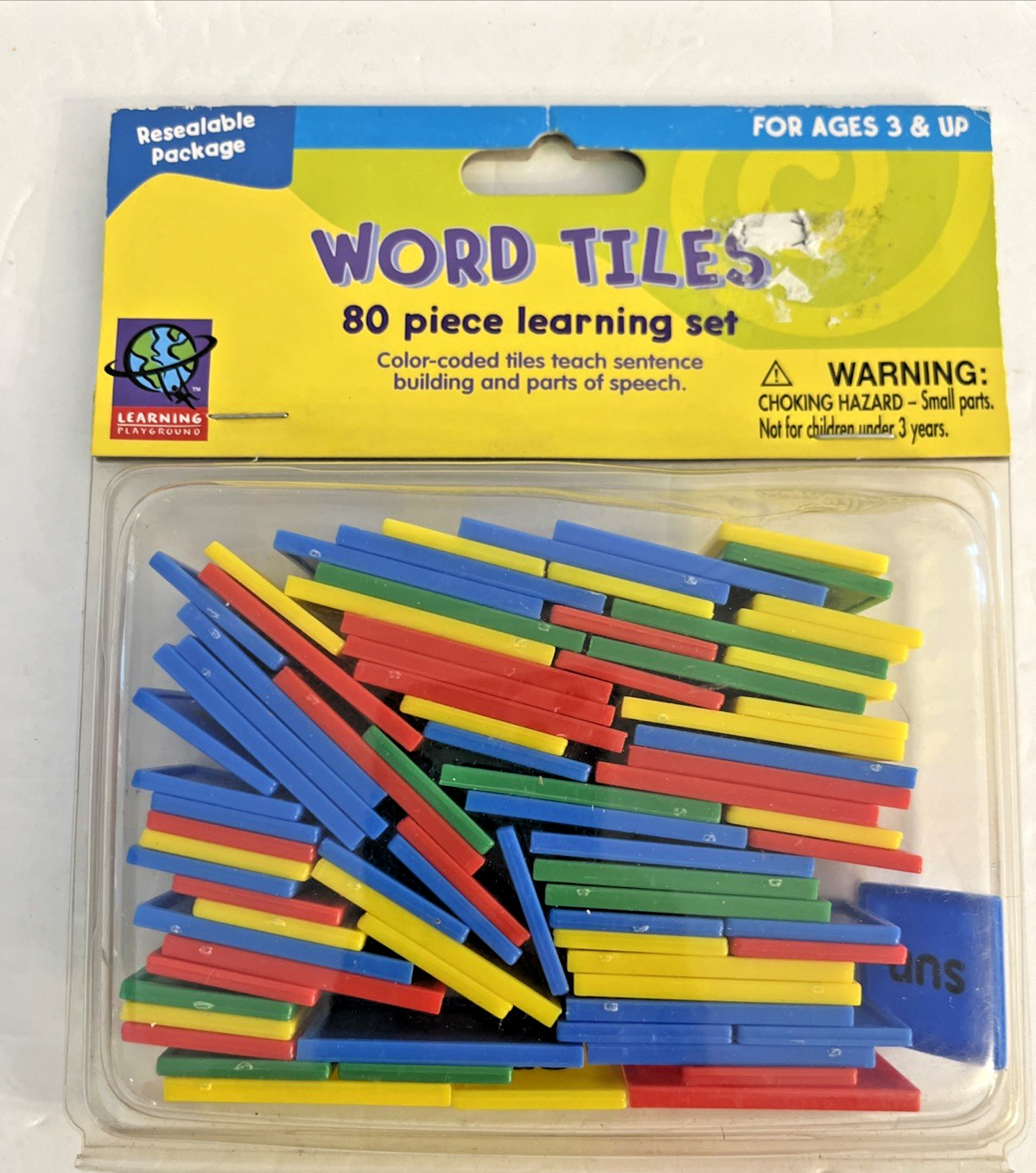 Word Tiles 80-Piece Learning Sentences and Parts of Speech Multi Colors NEW