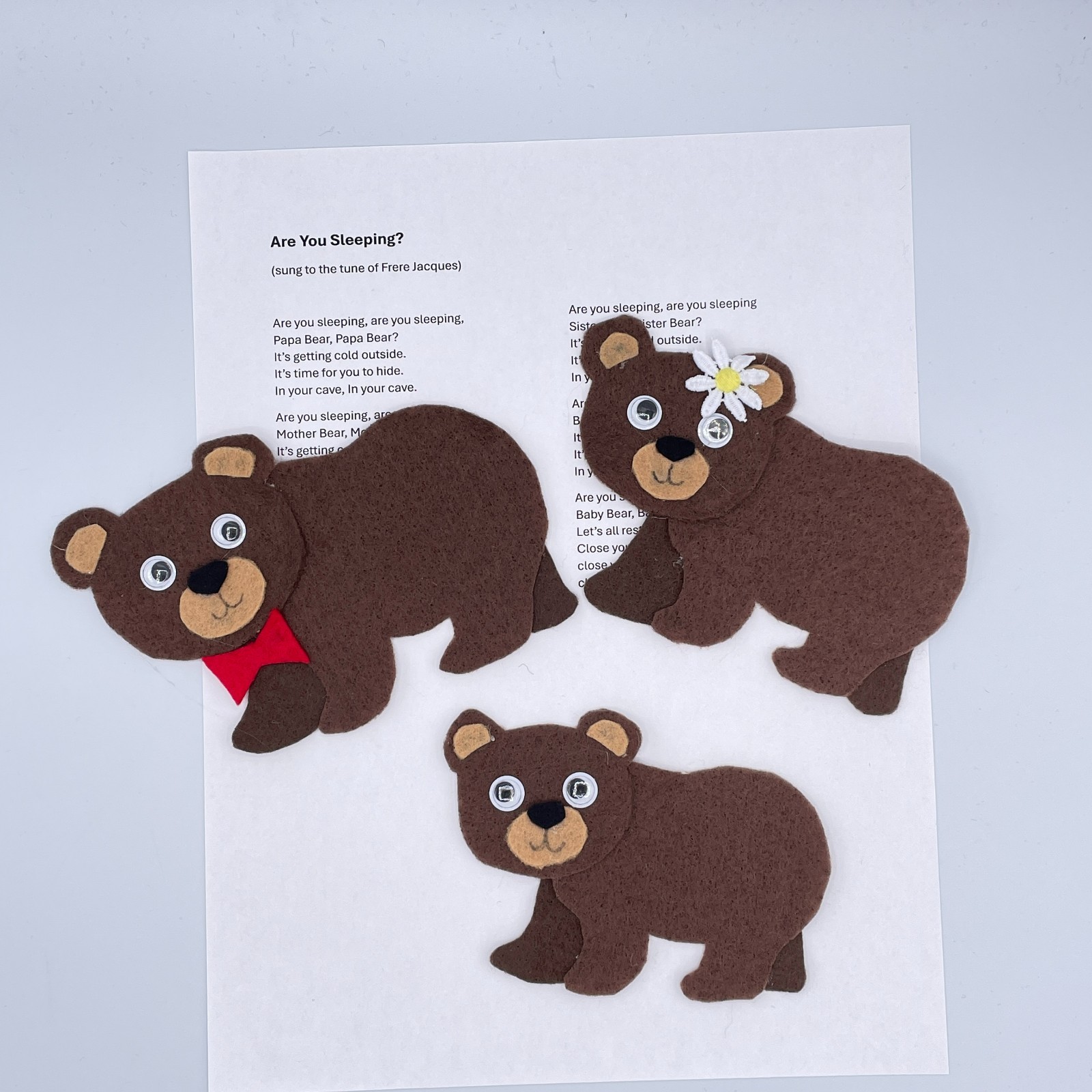 Are You Sleeping Baby Bear? Sample Set for Felt or Flannel Board Play