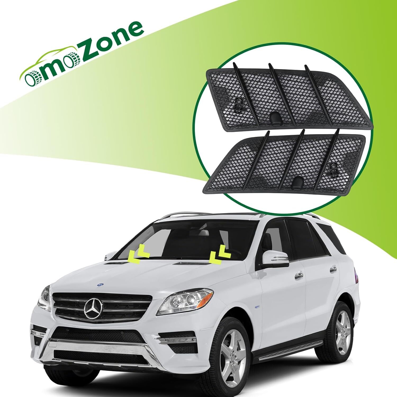 Pair Hood Air Vent Grille Cover Compatible with 2008-2011 Mercedes Benz W164