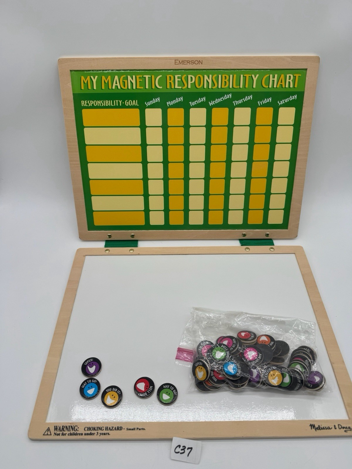 Melissa & Doug Magnetic Responsibility Chart Kids Educational Organize 63 Pieces