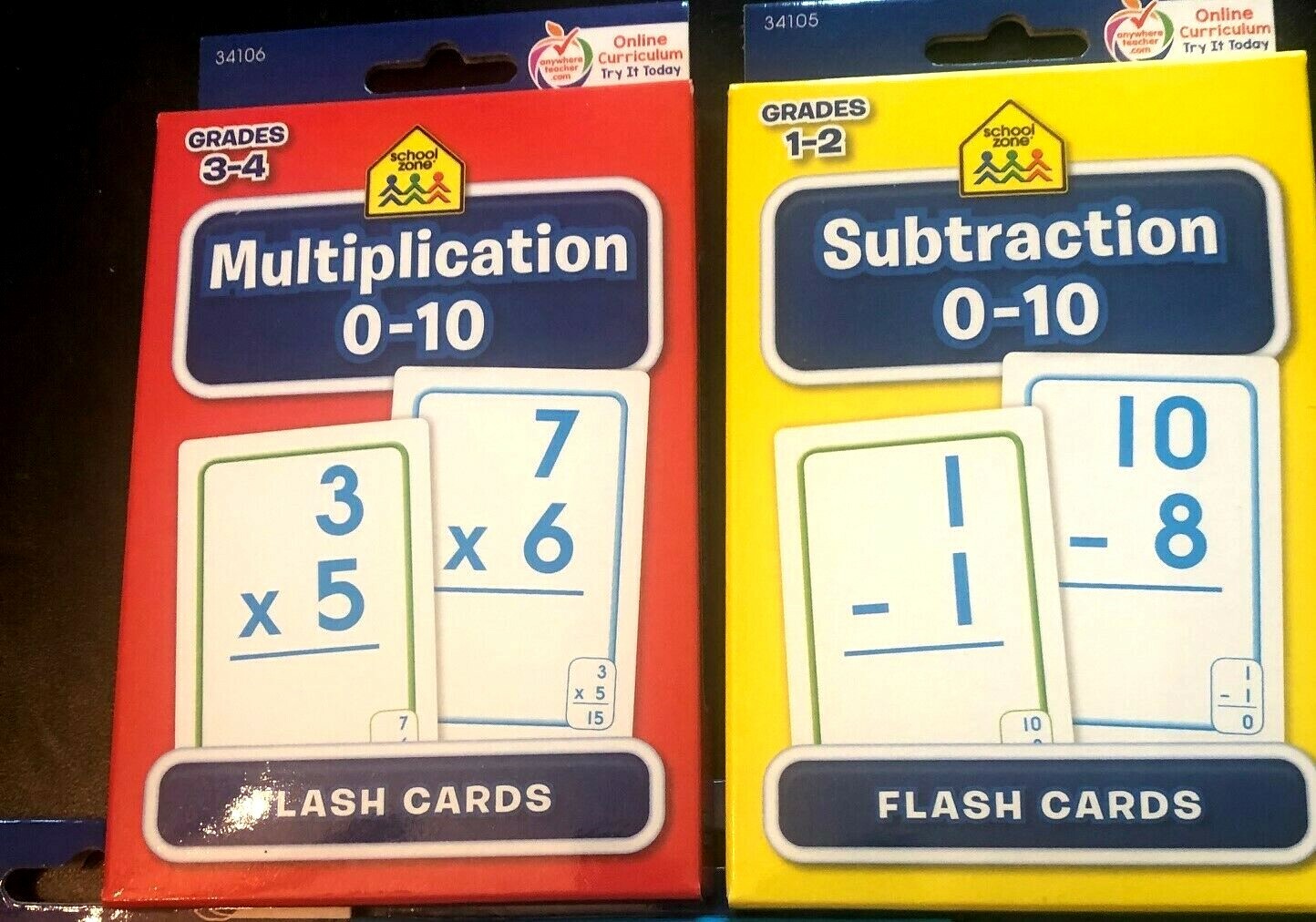 8 FLASH CARD PACKS SET – 34 CARDS EACH (272 TOTAL) SCHOOL SUPPLIES KIDS MATH ABC
