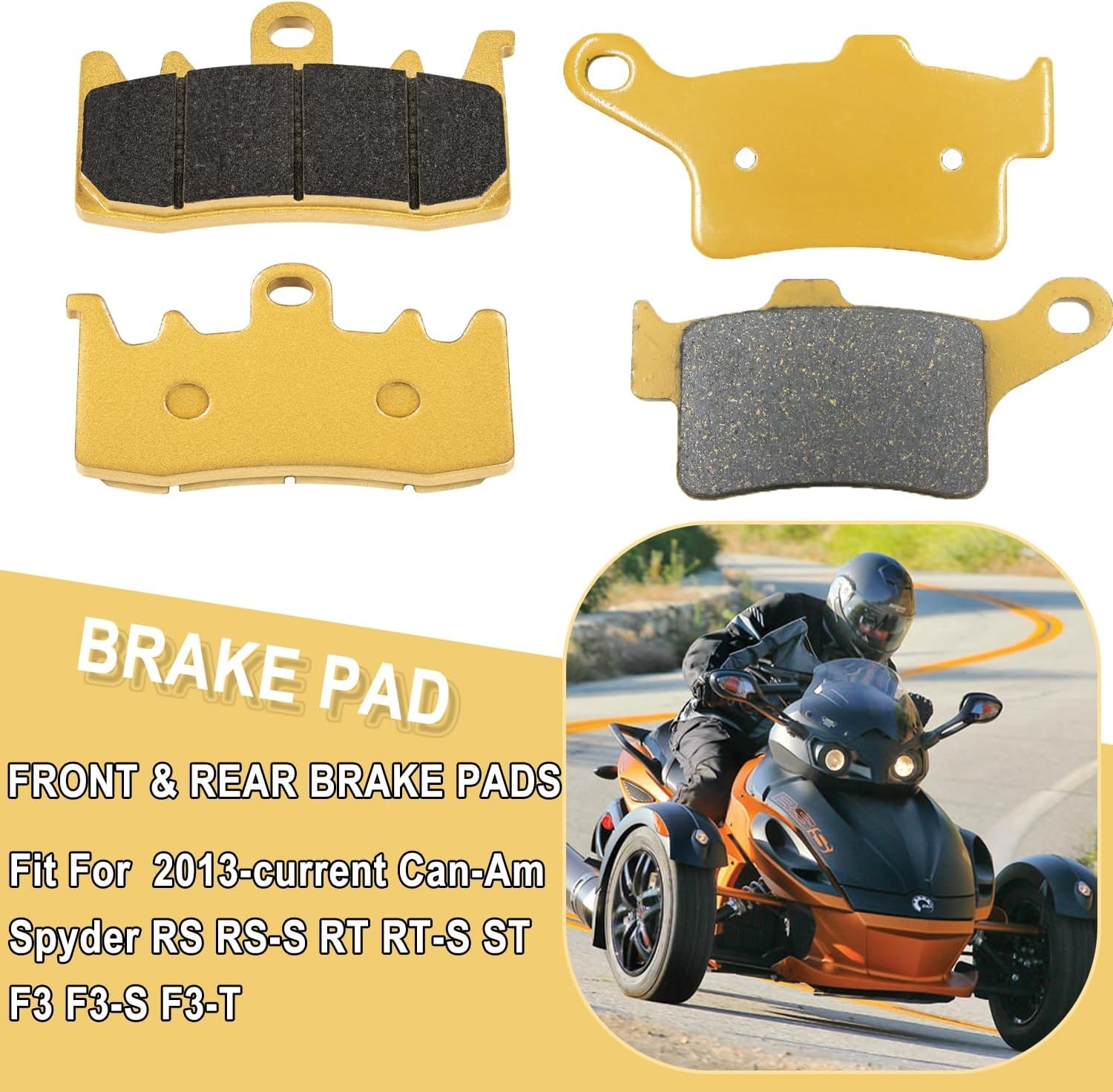 Premium Ceramic Front & Rear Brake Pad Set Fit For Can-Am Spyder RS RS-S RT RT-S