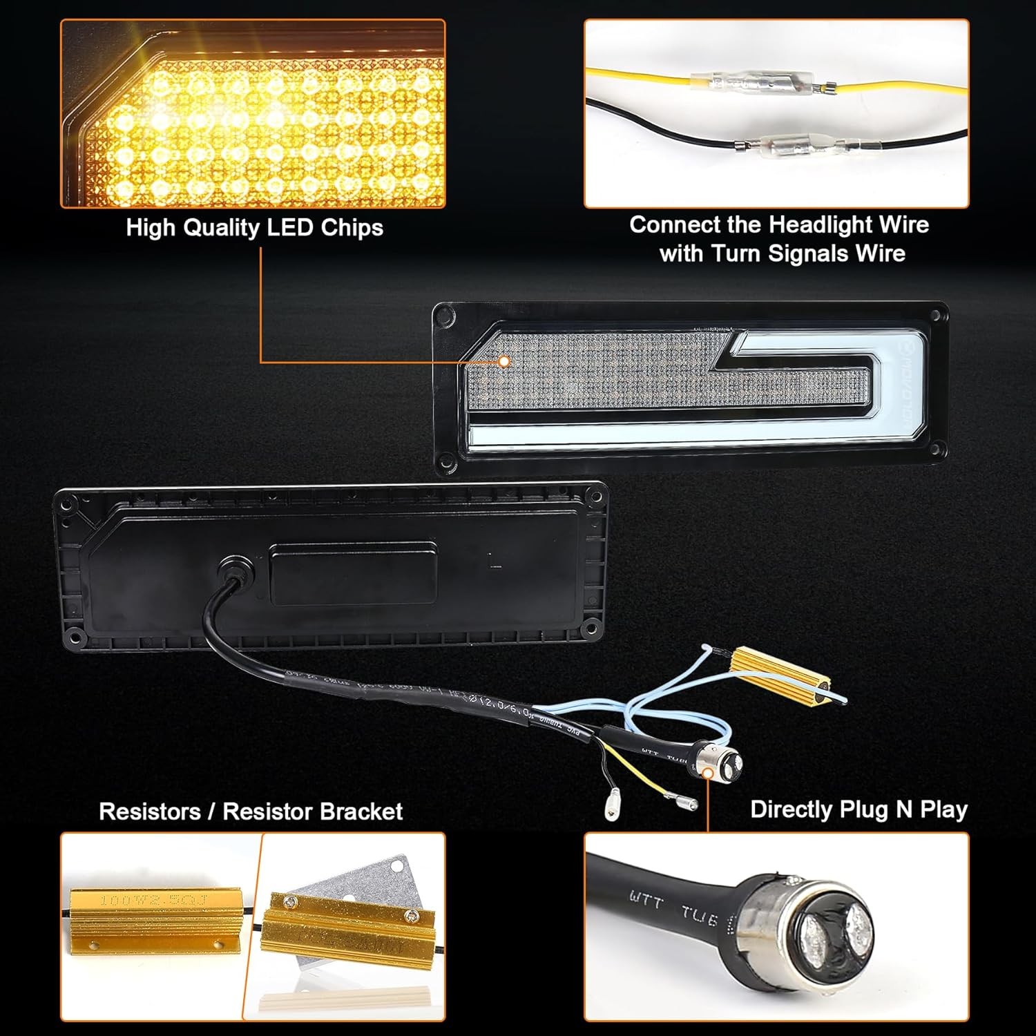 LED Headlight Assembly 500% Bright Anti-glare Headlights with Welcome DRL Turn
