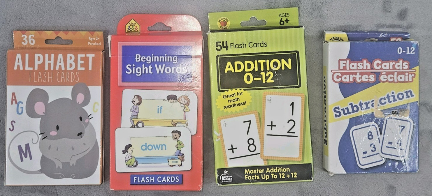 Fash Cards Lot For Beginers Age 3+ Letters, Words, Addition & Subtraction Used