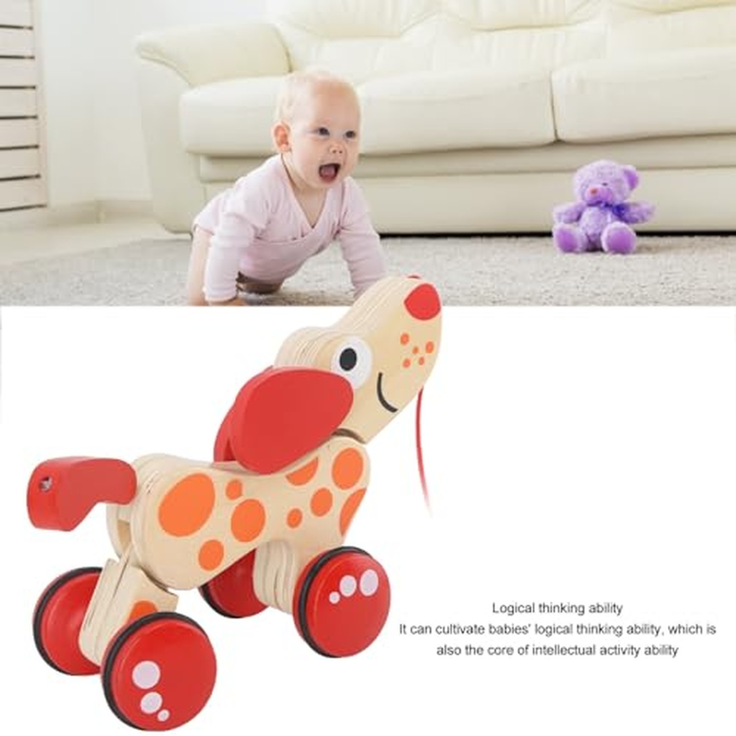 Push Pull Toy Puppy Walk Along Pull Wooden Hound Dog Walk A Long Puppy Wooden…