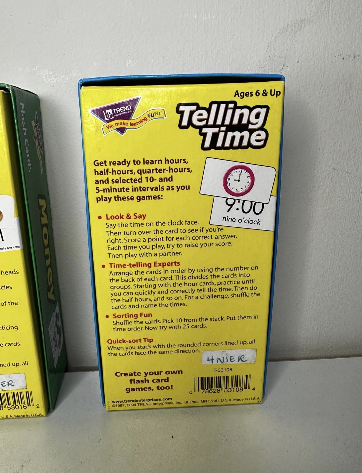 Trend Time And Money And Telling Time Skill Drill Learning Flash Cards 6+