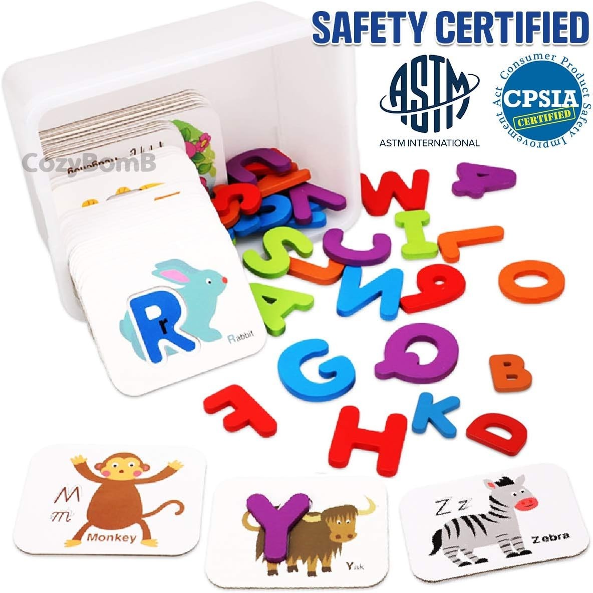 Montessori Alphabet Flash Cards: 100 Durable Educational Puzzles for Toddlers