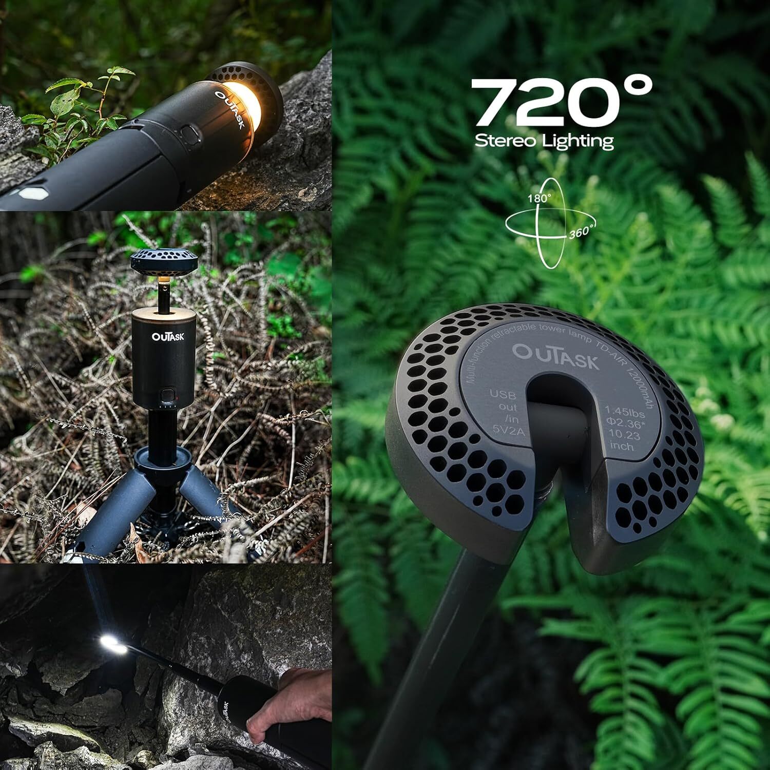 Camping Light Telescopic, Collapsible Magnetic Camping Lantern with 12000mAh