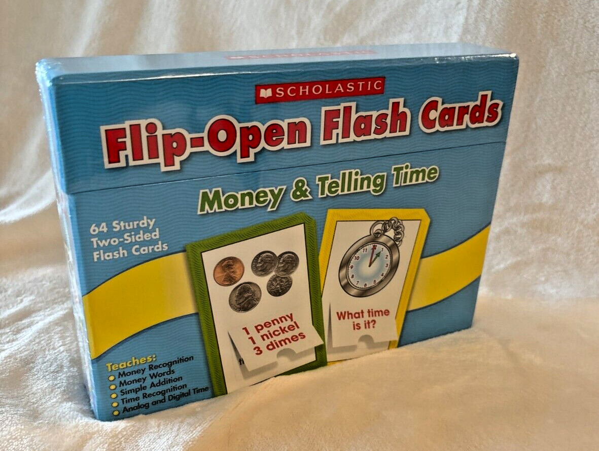 Scholastic Flip Open Flash Cards Money & Telling Time