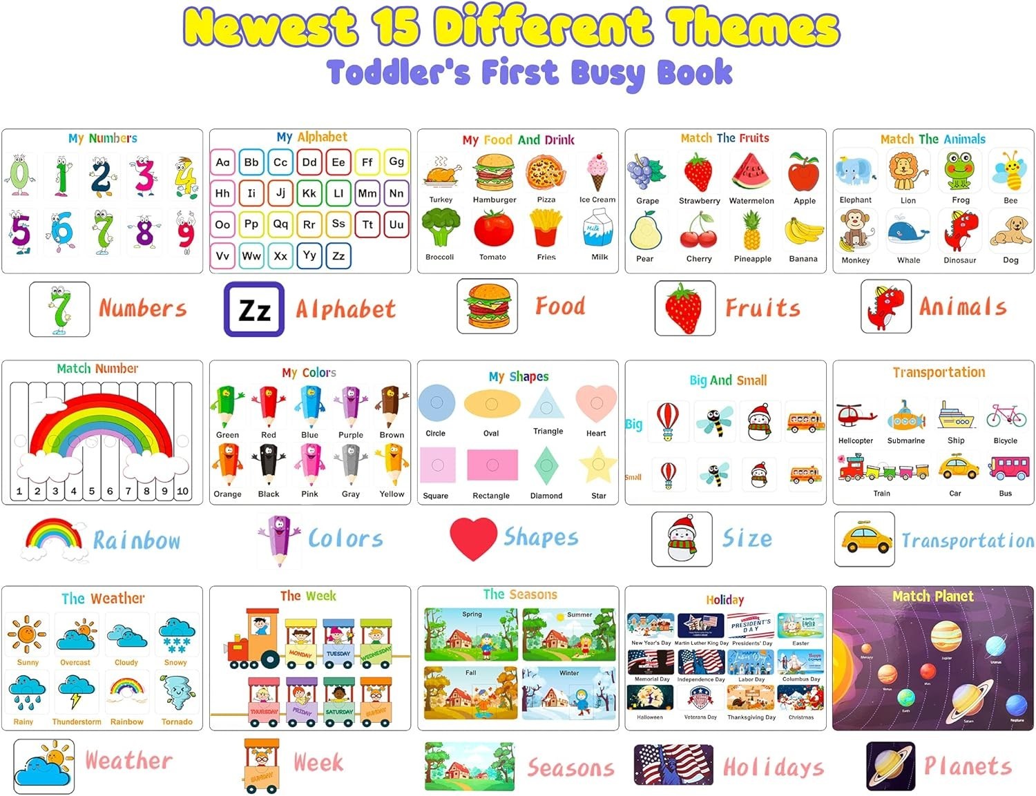 Interactive Preschool Activity Book with 15 Themes: Fun Learning for Toddlers