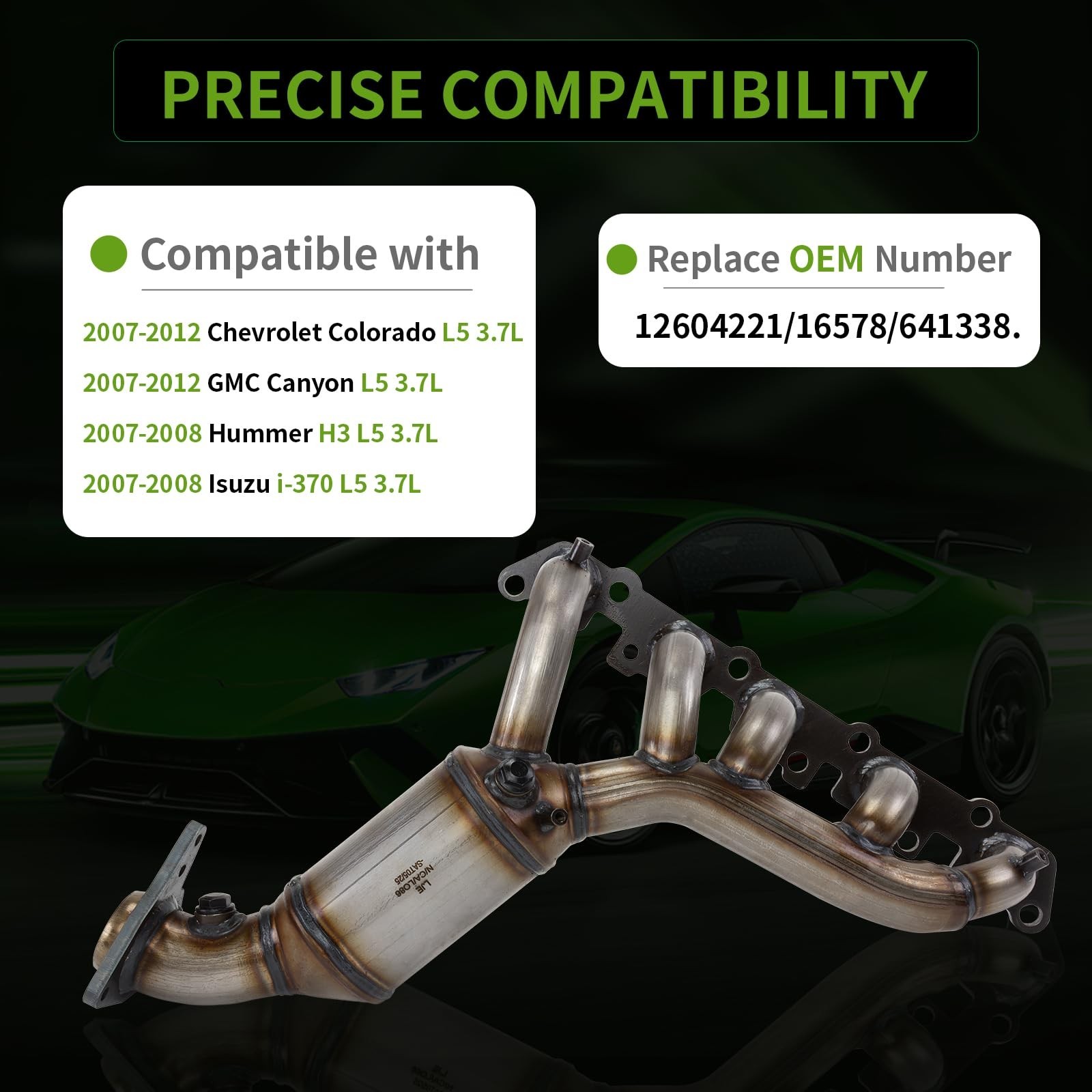 3.7L Front Exhaust Manifold Catalytic Converter Kit Compatible with 2007-2012…