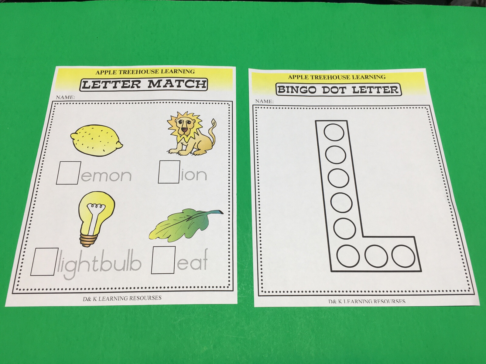 Letter Ll – Apple Treehouse Worksheets – Preschool Teaching supplies 20pgs