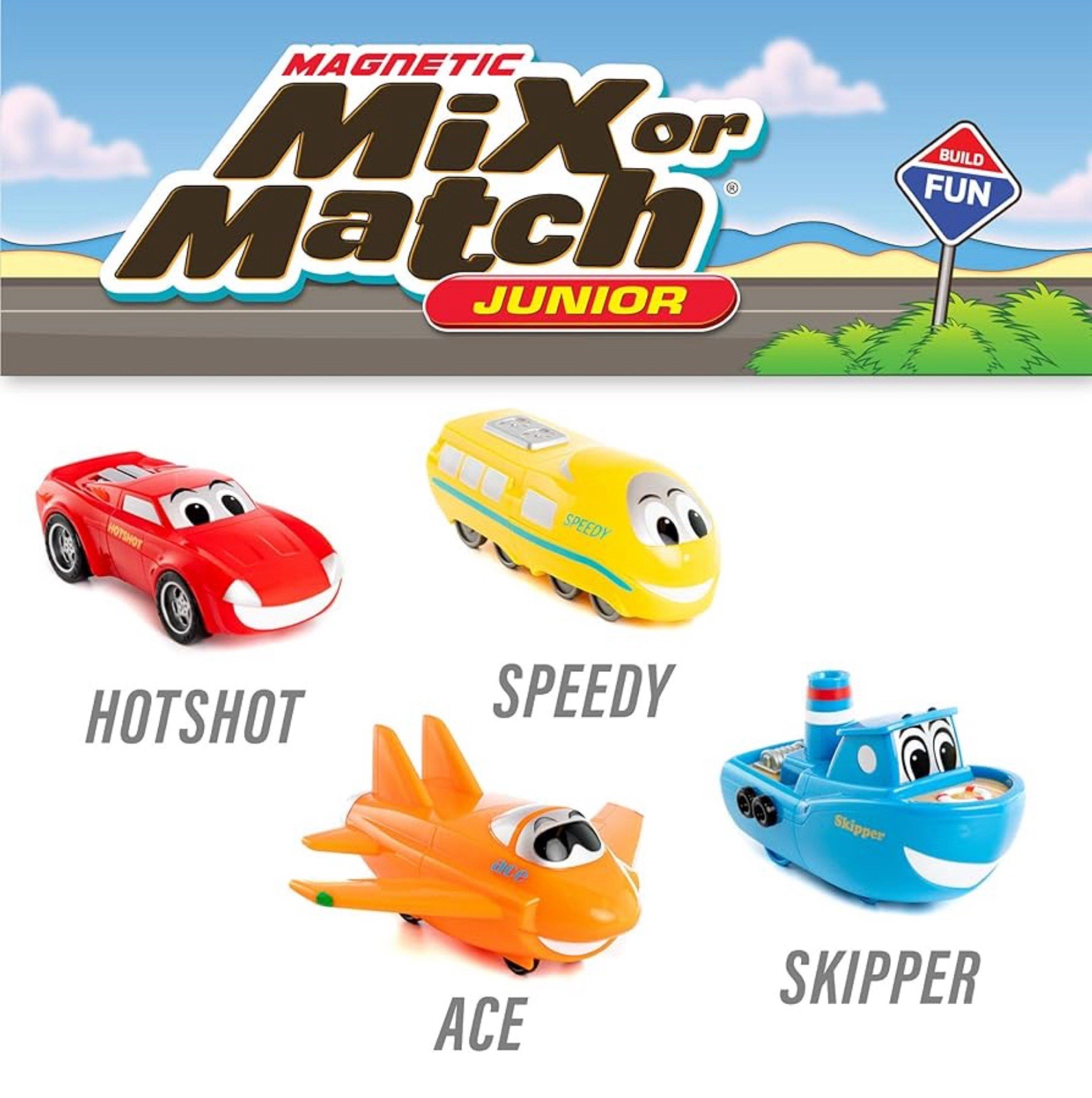 Popular Playthings Mix-n-match Junior Magnetic Vehicles 8 Piece Play Set
