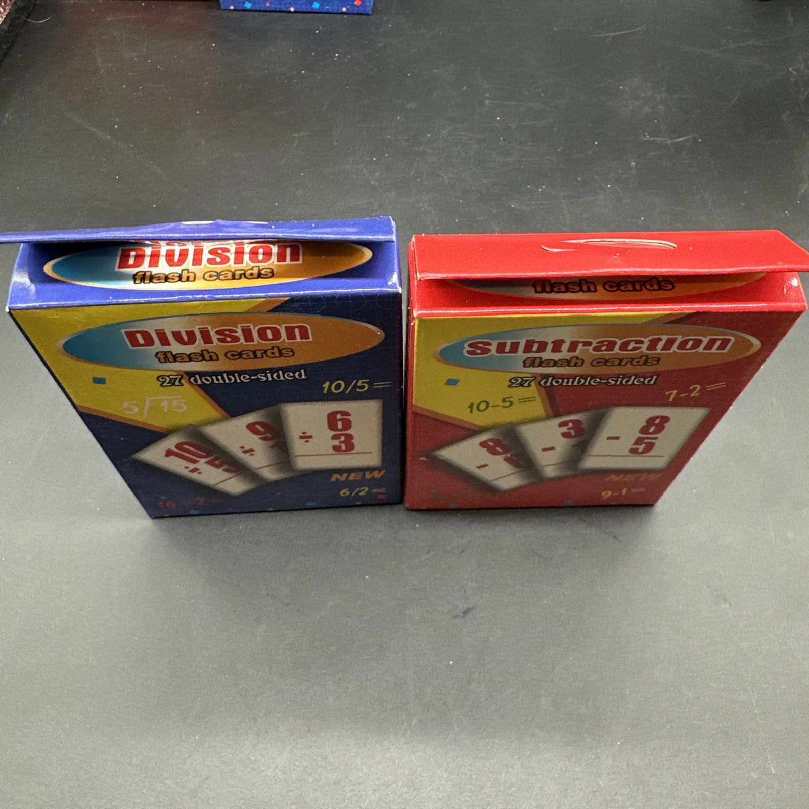 Set of 2 Learning Flash Cards Subtraction /Division Numbers Math Educational !