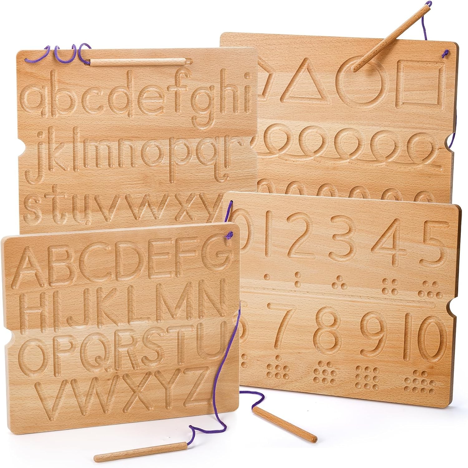 Number & Letter Tracing Board, Wooden Alphabet Learning Montessori Toys for K…