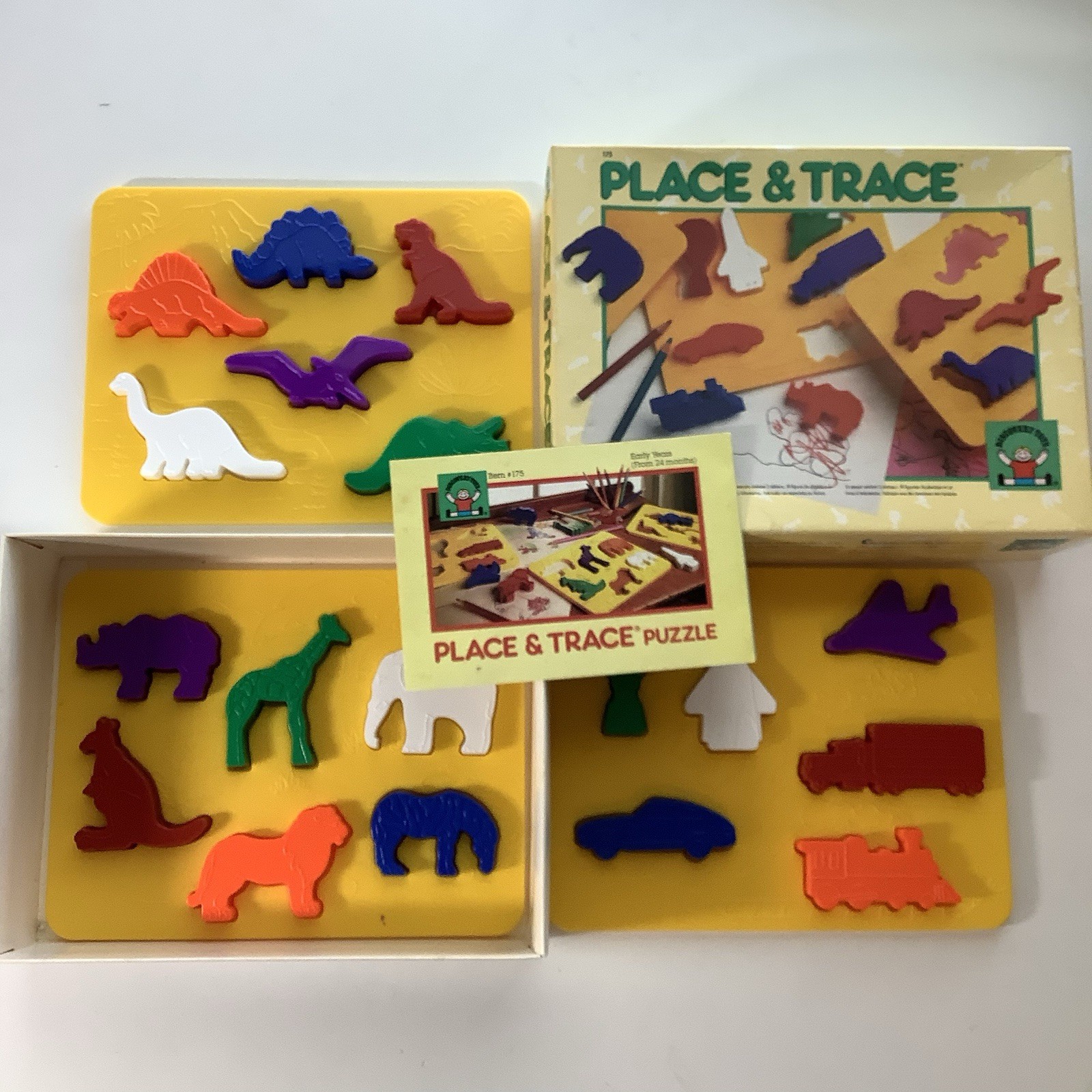 Vintage Discovery Toys Place And Trace Puzzle And Stencil Set From 1984