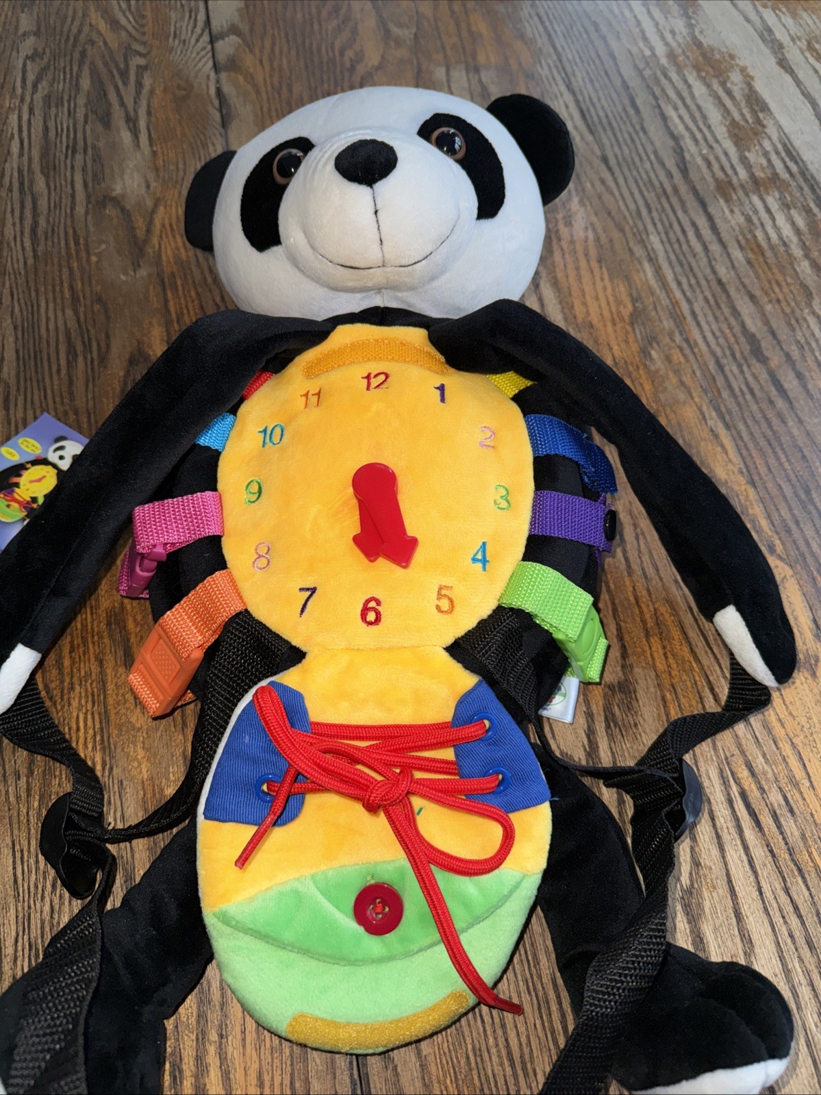 Buckle Toys Panda Backpack – Motor Skill Development Toy – Plush Learning Toy