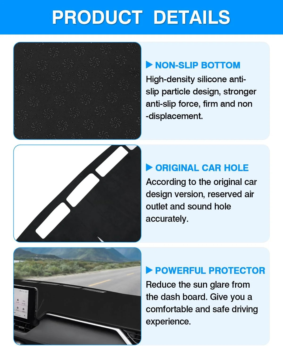 Cartist Dashboard Cover Mat for 2019-2022 2023 2024 2025 Toyota RAV4 Accessories