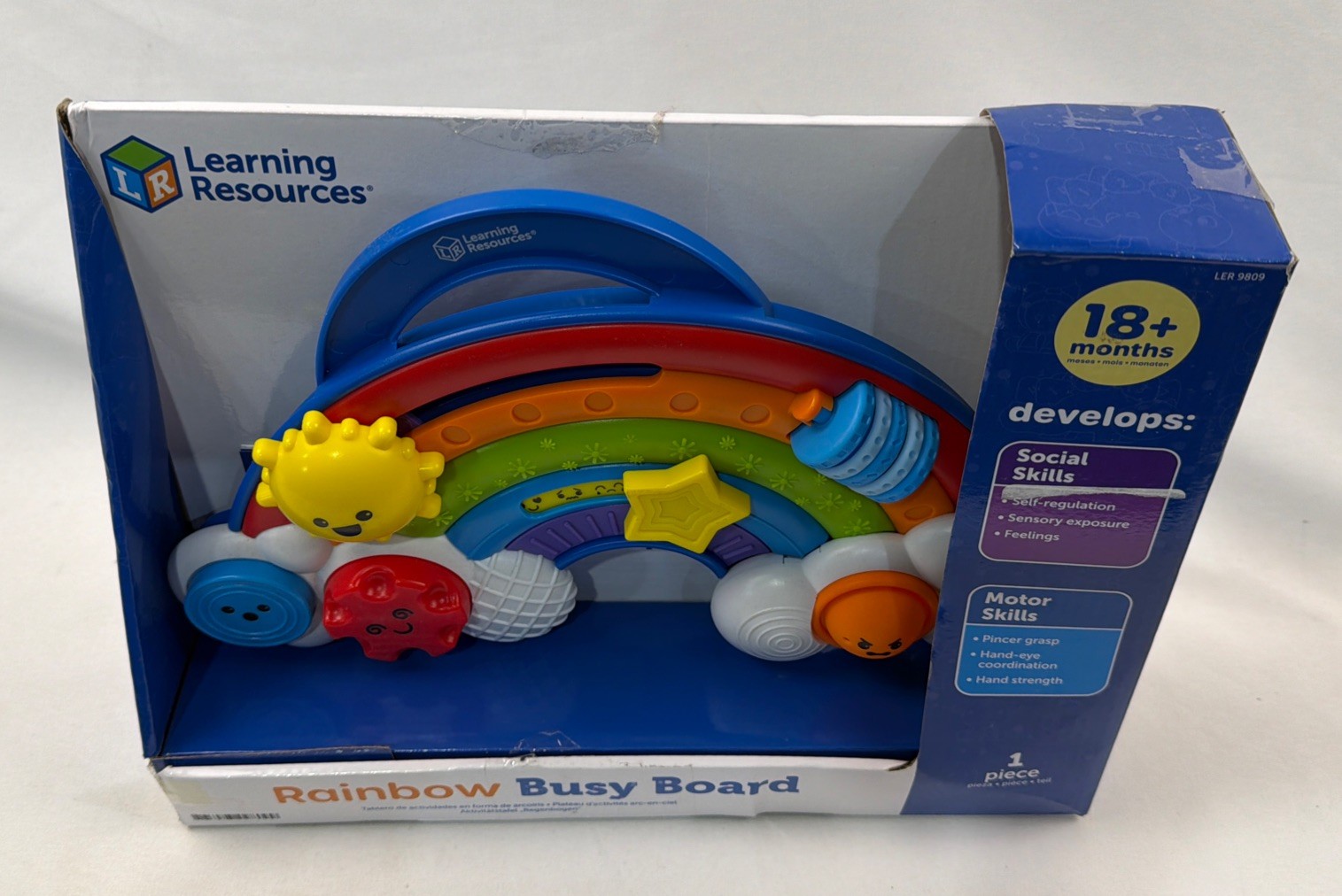 Learning Resources Rainbow Busy Board, Fine Motor Skills, Toddler Sensory Table.