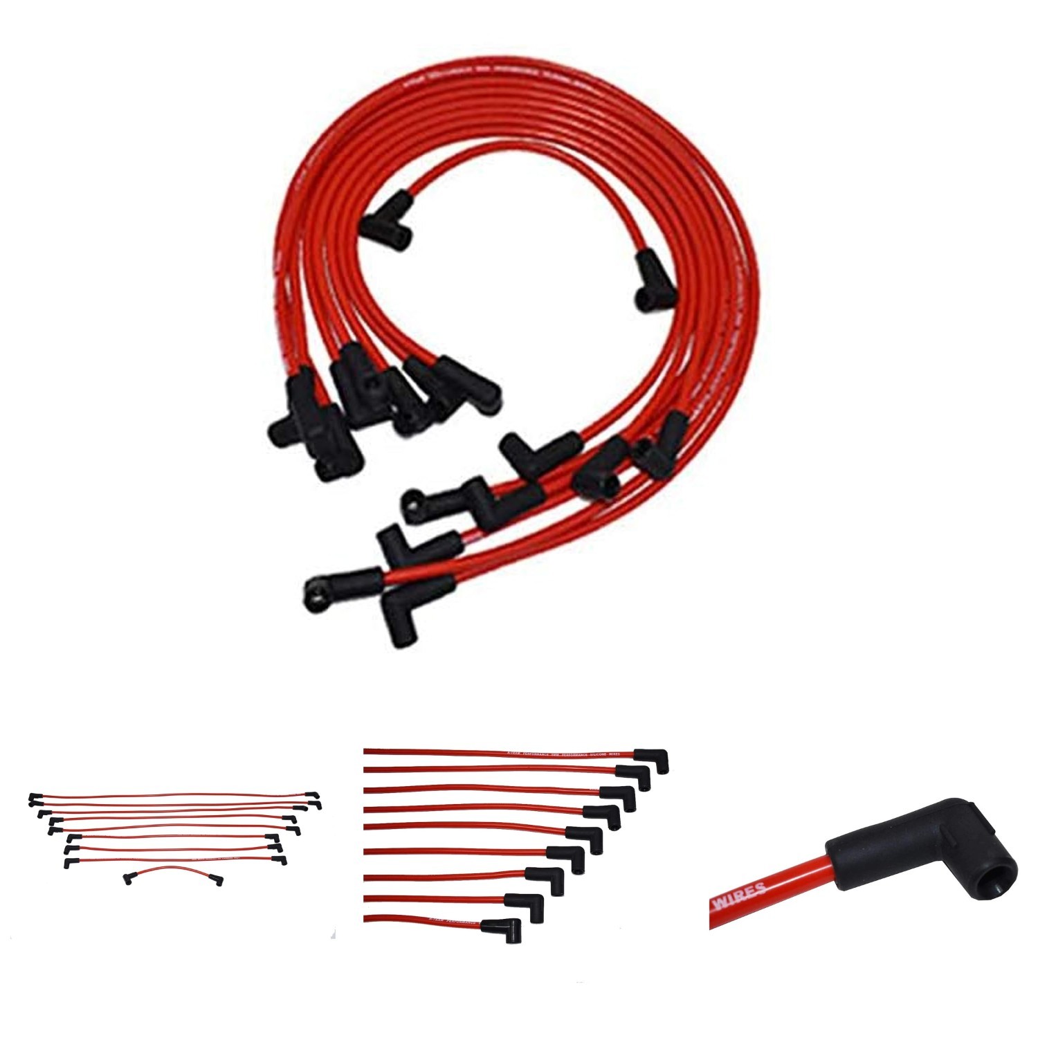 8mm Red Silicone Spark Plug Wire Kit Heat-Resistant Jacket Ignition Set Chevy